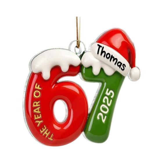 

Рождественская подвеска в полоску, номер 6 7, шарм, 2D акриловая подвеска для подвешивания, вечеринка, дом, праздничное настроение B