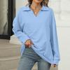 Women's Fashion Oversized Solid Color V-Neck Sweatshirt Long Sleeve Casual Top