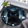 Magical Black Cat Round Area Rug,Carpet Rug for Living Room Bedroom Sofa Playroom Decor,Non-slip Floor Mat