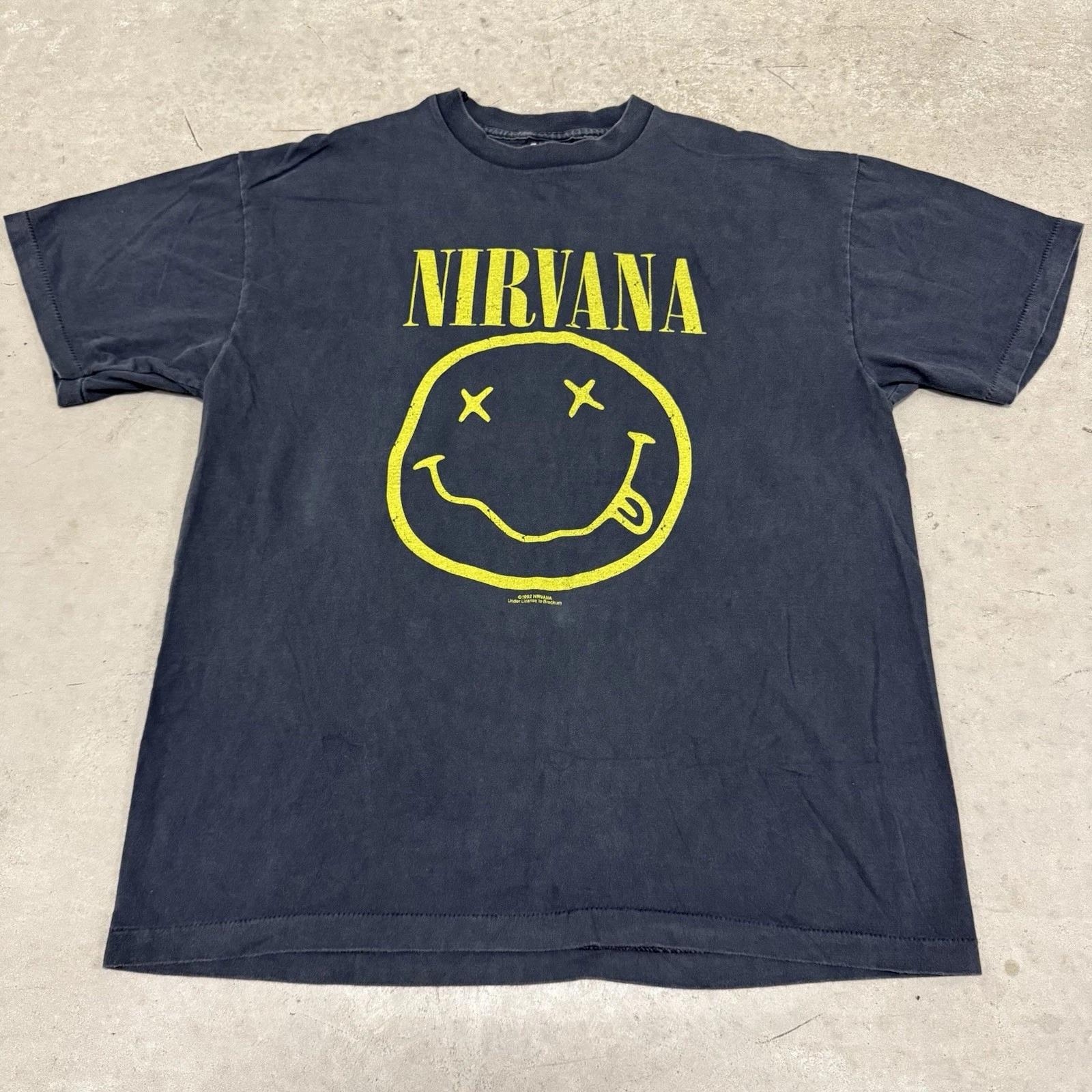Vintage Nirvana T T-Shirt 1992 Smiley Face “Flower Sniffin” Giant Band Tee REPRINT 4XL