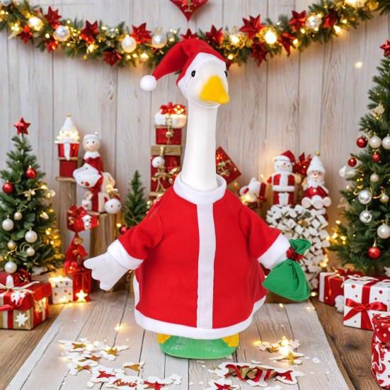 Santa Claus Goose Outfit for 23" Lawn Goose Christmas Costume with Santa Hat Xmas Goose Clothes for Cement or Plastic Goose Garden Decoration