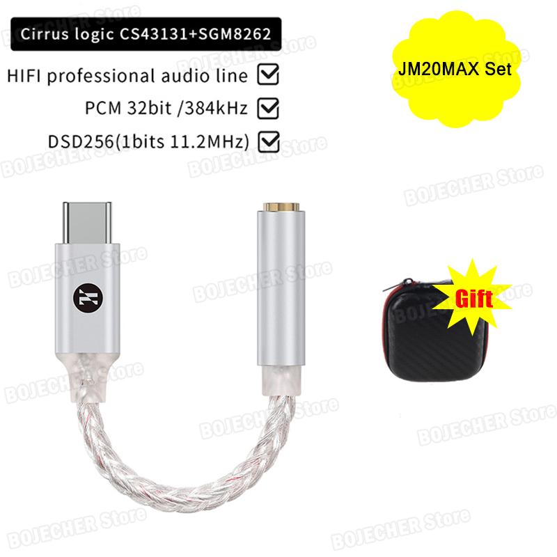 

JCALLY JM20 Max Портативний Підсилювач Коду Подвійний Чіп CS43131+SGM8262 Чіп Цифровий Аудіоадаптер Type C на 3.5мм Підсилювач для Навушників