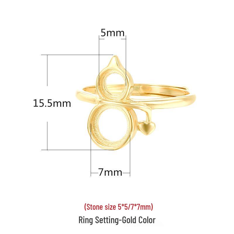 

925 Silver Gourd Ring Setting for Amber/Jade - Ancient Chinese Style, Empty Inlay, Sizes 5x5 & 7x7 Adjustable золотой