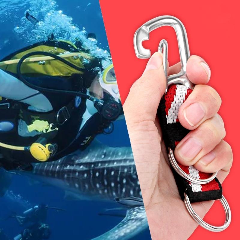 Scubas Diving Lanyard Clip with D Rings Universals Dives Flags AntiLost Strap for Water Sports fishing Gear Attachments