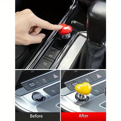 1pc Heart Shaped Car One Key Start Button, Personalized and Creative Ignition Ring Button Decoration