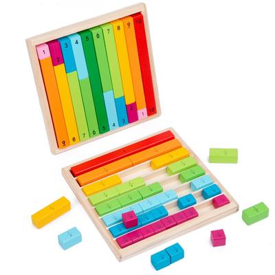 Auxiliares de ensino de madeira Montessori Brinquedos de matemática Varas de frações coloridas Jardim de infância Educação infantil Aprendizagem Brinquedos educativos para crianças