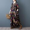 Dlouhý rukáv plus size bavlna vintage květinové novinka šaty pro ženy ležérní volné jarní podzimní šaty