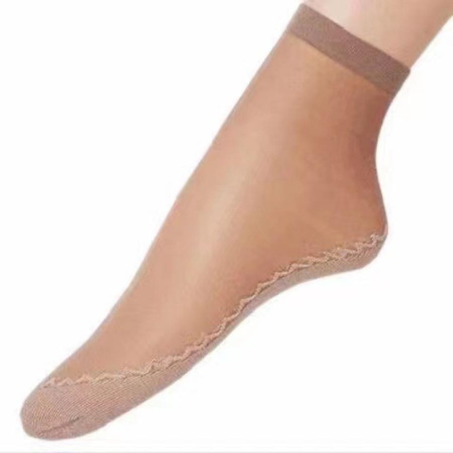 10 Pairs Short Socks Women Ultrathin Elastic Lace Transparent Sock Woman Summer Breathable Non-Slip Bottom Splice Cotton Sock