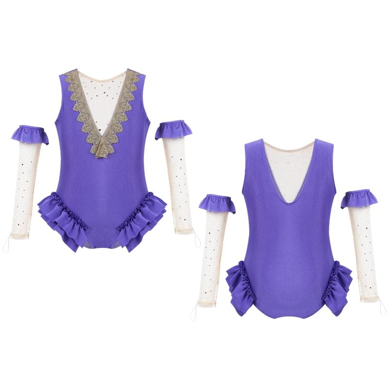 

Kids Girls Circus Ringmaster Costume Cosplay Dress Up Cape Tops With Pleated Skirt Wristband Set 2-3 Years лавандовый