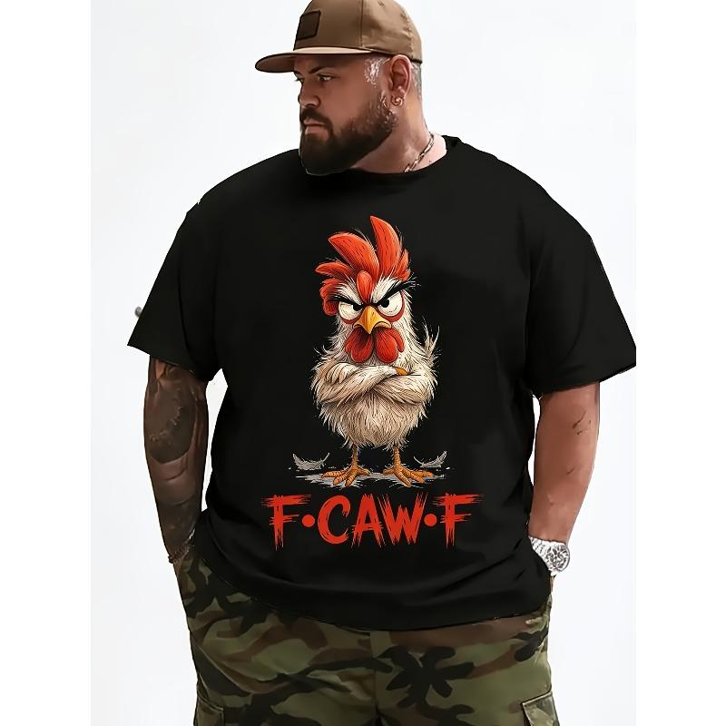 Европейские размеры Забавная футболка с дизайном F-Caw-F Курица для мужчин и женщин - 100% Винтажная футболка свободного кроя с коротким рукавом с изображением сердитого петуха S