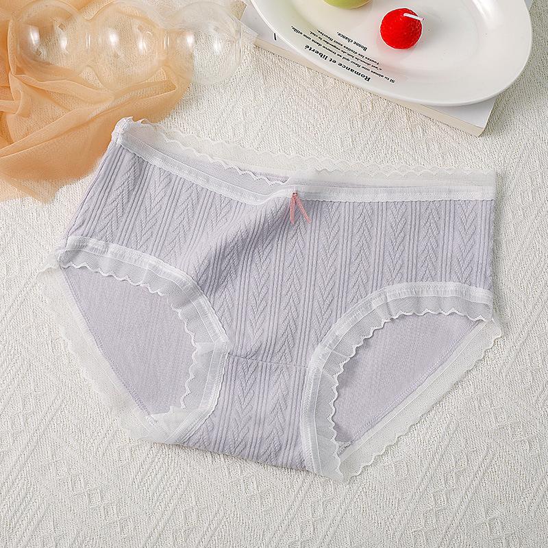 Antibacterial Pure Cotton Panties Jacquard Mid Waist Comfortable Triangle Women’s Panties
