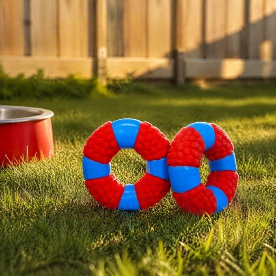 Dog Oral Care Toys Lifebuoy Ring Toy, Latex Squeaky Chew Teeth Pet Fetch Cleaning Toy for Aggressive Chewers, Interactive Training Small Medium Large