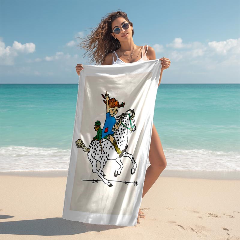 1pc Pippi Longstocking1 Beach Towel, Comfortable and Thick, and Swimming/Bath/Picnic/Camping Towel, Suitable for Seaside Beaches