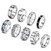 Hiyin 9-Piece Stainless Steel Rotating Decompression Ring Set