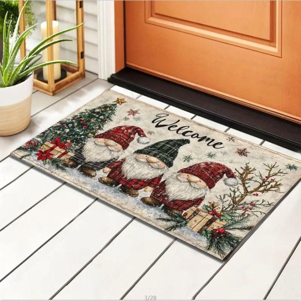 Quick Dry Xmas Non-slip Area Bath Rug Square Toilet Entrance Mud Mat Christmas Decorations