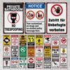Atenção Aviso Placa de Metal Placa de Lata Retro Placa de Metal Decoração de Parede para Locais Públicos Clube Parkland Caverna Cartaz de Metal