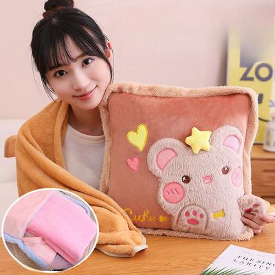 Cartoon Cute Chirpy Pet Series Rabbit Napping 2-in-1 Pillow Blanket Sofa Cushion Office Car Carriage