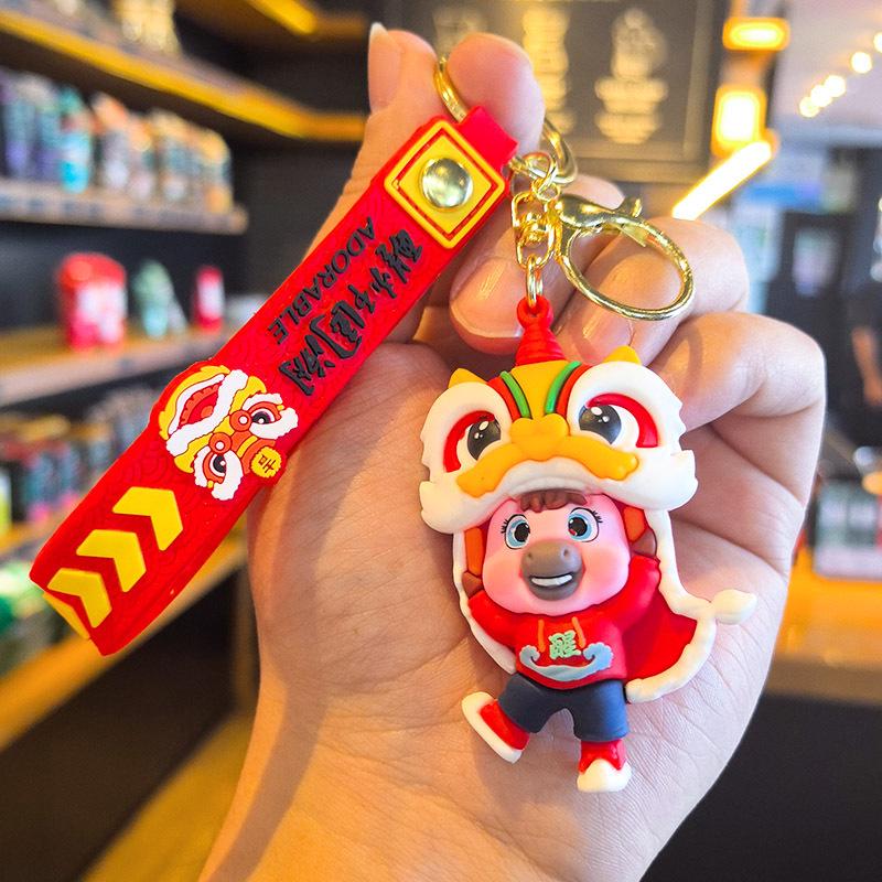 Tingming 2026 Year of the Horse Keychain - Red Rope, Creative PVC Gift for Students and Companies