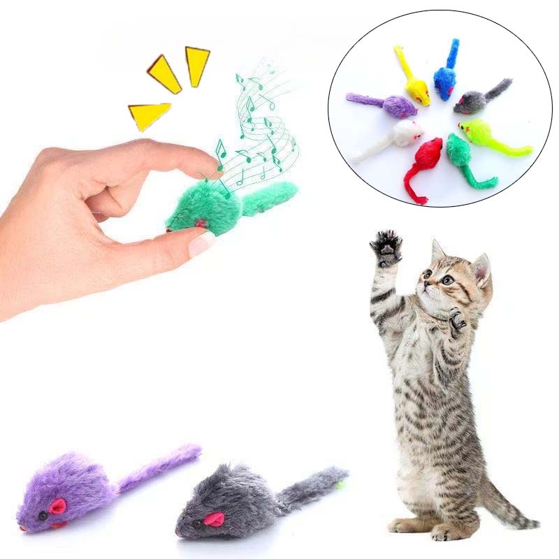 Cat Mouse Toy Squeaky Prefilled Catnip Faux Fur Kitten Mice Toy Interactive Bite Training Cat Game Catnip Toy Cat Supplies