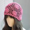 3D Flower Candy Knitted Hat Hand Hook Crochet Beanie Cap Sweet Women Bald Hat