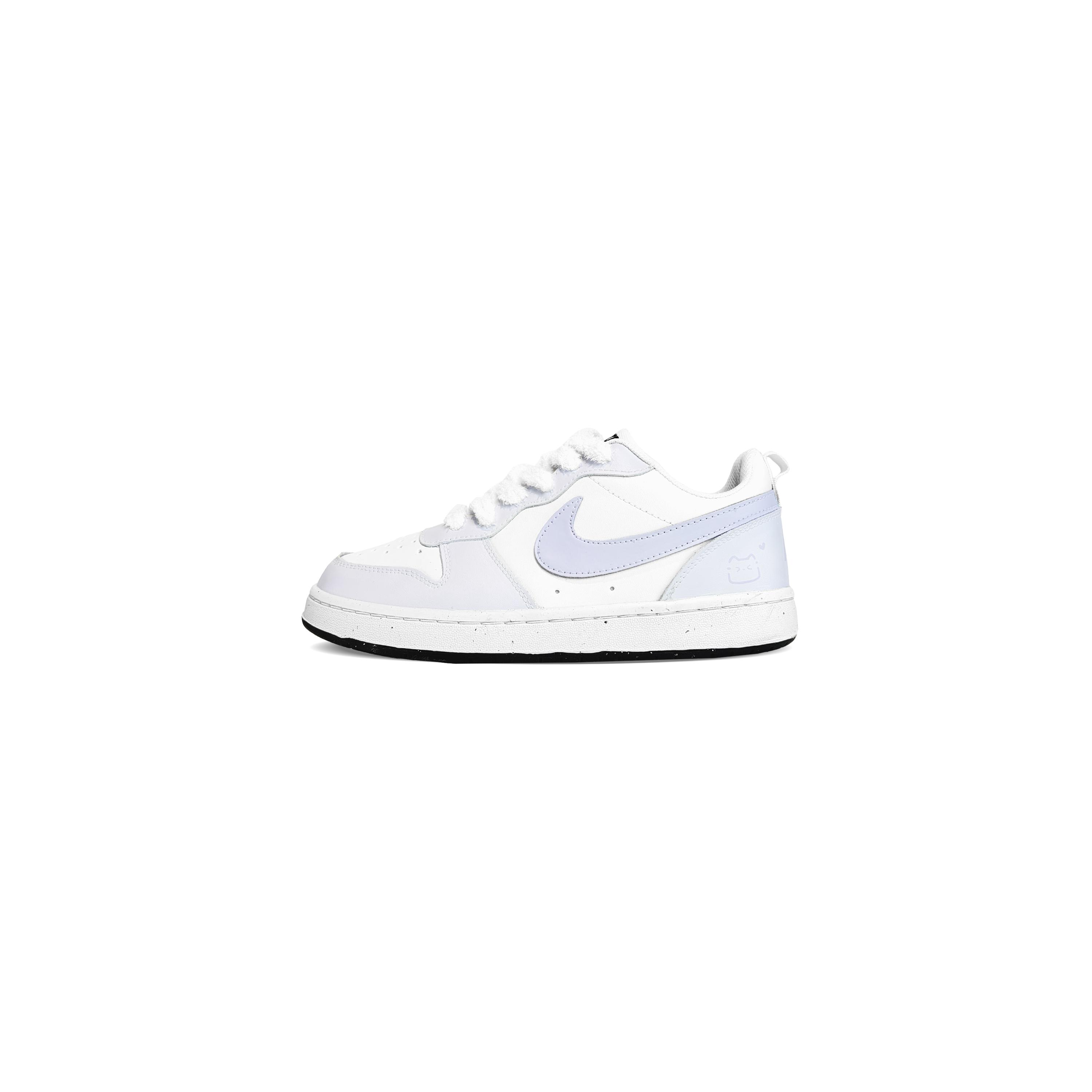 

Nike Court Borough Grape White Tea Synthetic Leather Abrasion Resistant Low top Skateboard Shoes Light Purple Kids DV5456-104 35.5