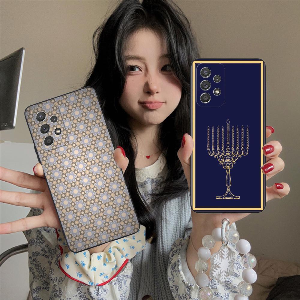 Jewish Hanukkah Mobile Phone Case for Samsung Galaxy M55 54 42 35 34 33 32 23 22 15 14 13 12 F55 5G Colorful Cover Pretty Luxury