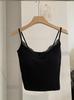 Lace Trim V Neck Spaghetti Strap Cami Top, Built-in Padded Slim Fit Ribbed Knit Cropped Tank Top 3 Colors