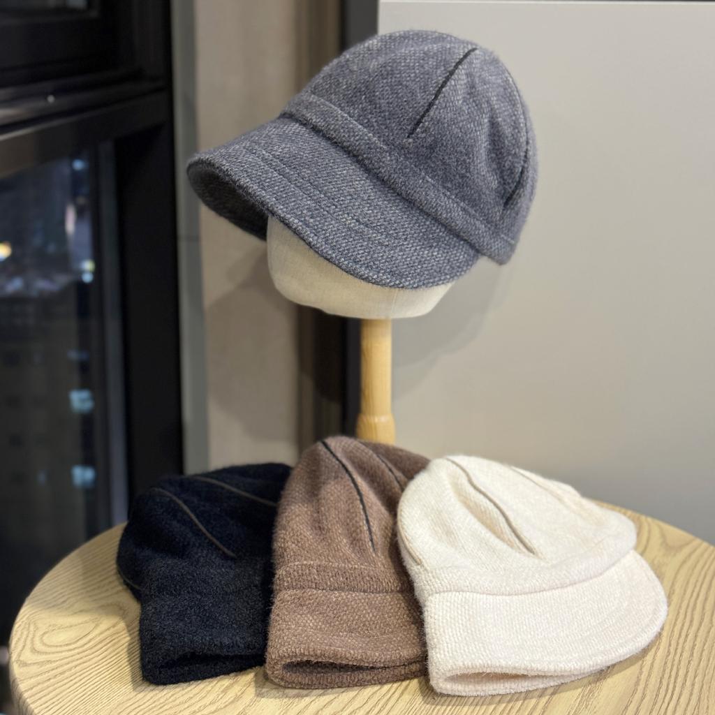 New British Style Retro Solid Color Versatile Fisherman's Hat for Women in Autumn and Winter Wide Brim Face Showing Small Warm Peaked Hat Trend