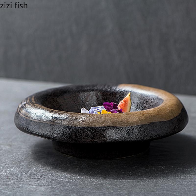 Ceramics Dinner Bowl Vintage Round Tableware Soup Basin Pasta Plate Household Restaurant Snack Pastry Dessert Plate Noodle Bowls