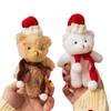 Brown White Christmas Bear Pendant Couple Hat Bear Handheld DIY Bear Cute Curly Bear  Bag Pendant