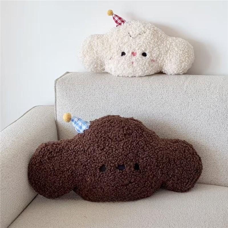 Plush Sheep Cloud Teddy Bear Cushion With Embroidered Animal Pattern For Kids Room Decor