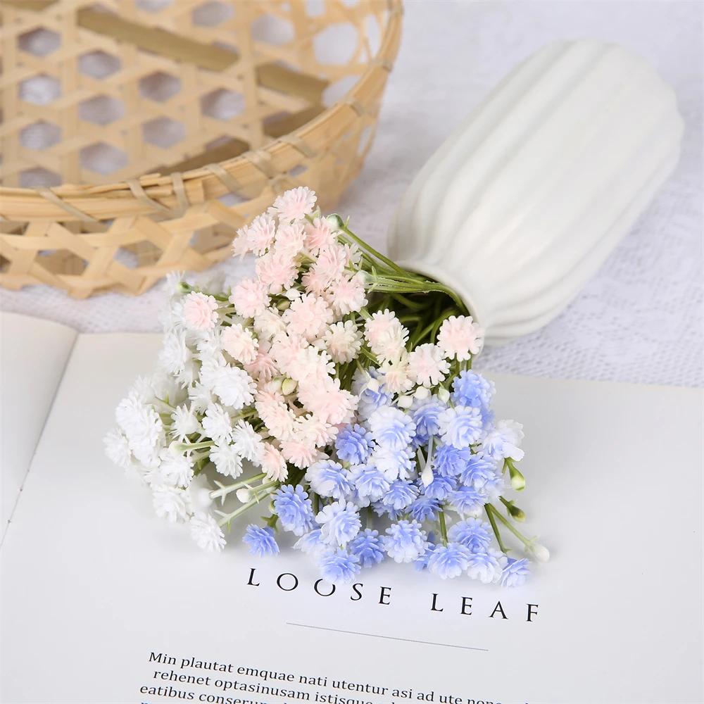 10PCS Plastic Artificial Baby's Breath Clusters Flowers Head Gypsophila Flowers DIY Wedding Bride Flower Crown Hair Accessories
