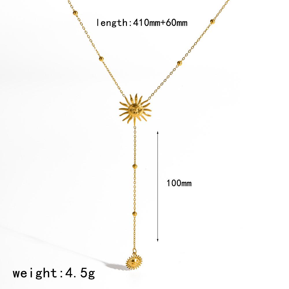 Cross-border Minority Design Diamond-encrusted Stainless Steel Women s Necklace Star Moon Bamboo Long Sweater Chain 18k