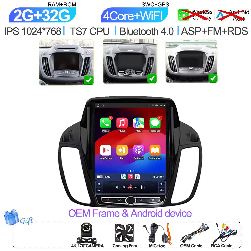 pdzh2 9.7 inch Car Android Auto For Ford KUGA C-max Escape 2013 - 2015 Multimedia Player Stereo GPS Navigation Head Unit Touch Screen