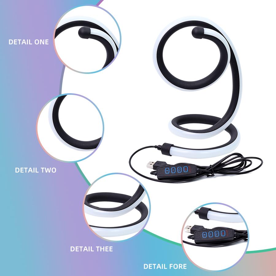 1pc LED Spiral Art Table Lamp RGB Atmosphere Light Multi-mode Dimmable USB Power Control Suitable for Desktop Decoration TV, Esp