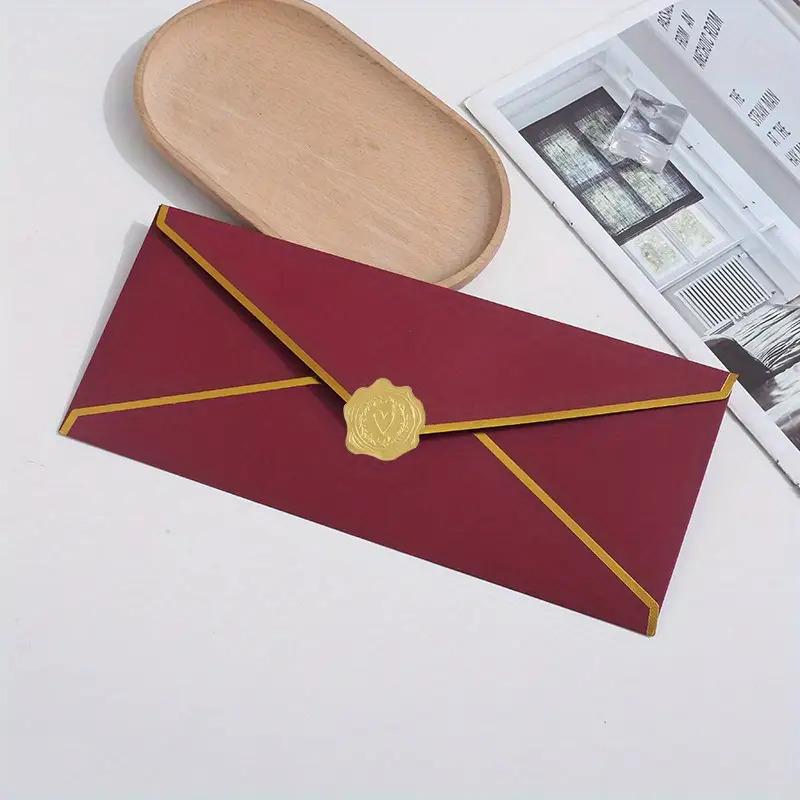 10pcs Luxury Golden Foil Sealed Envelopes Kit - Self-Sealing Wedding Invitations, Thank You Cards, Corporate Event