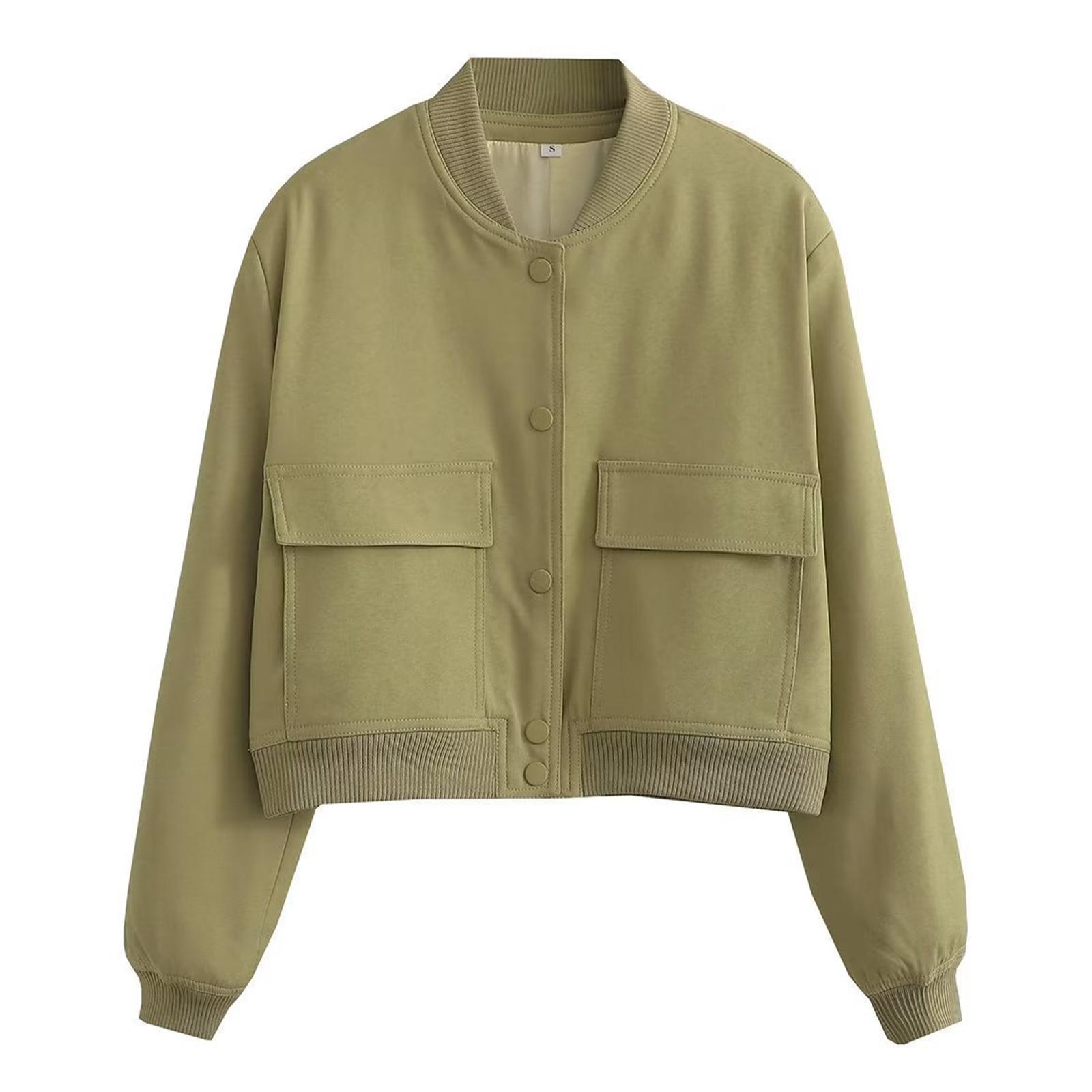 

Женская модная куртка-пальто с большими карманами, короткими длинными рукавами и застежкой на пуговицы M