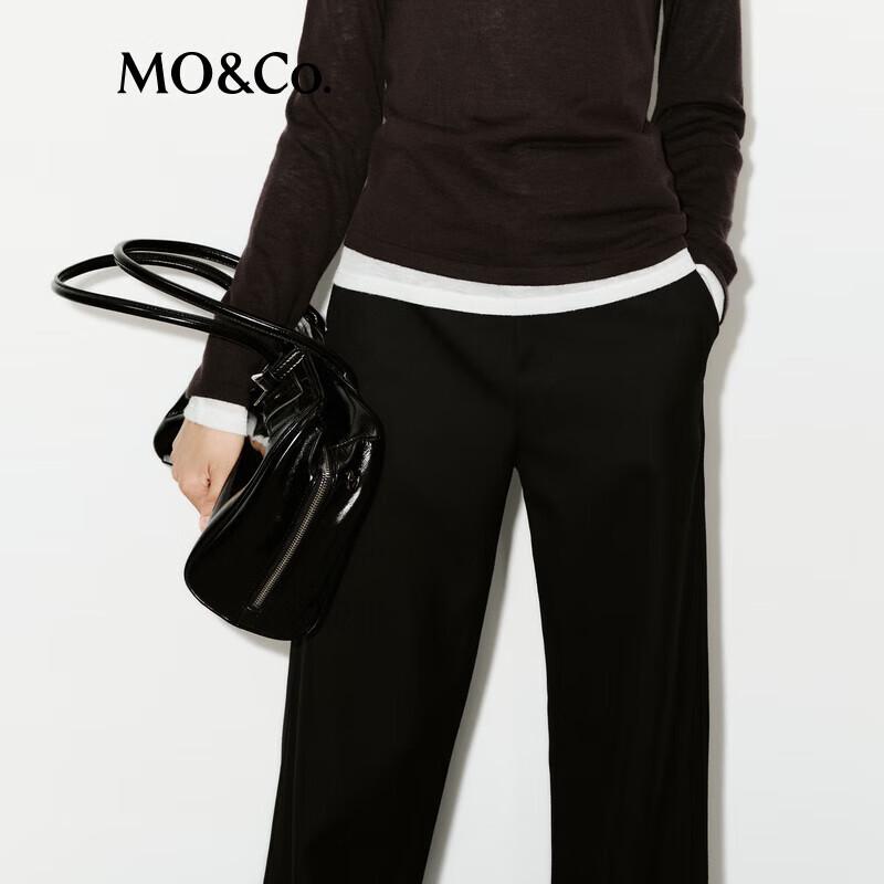 MO&Co. Women's Wool Blend Wide-Leg Trousers