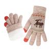 1 Pair Knitted Reindeer Full Finger Gloves Men Women Touch Screen Winter Warm Thick Fleece Gloves Outdoor Cycling Cold Weather Thermal Gloves
