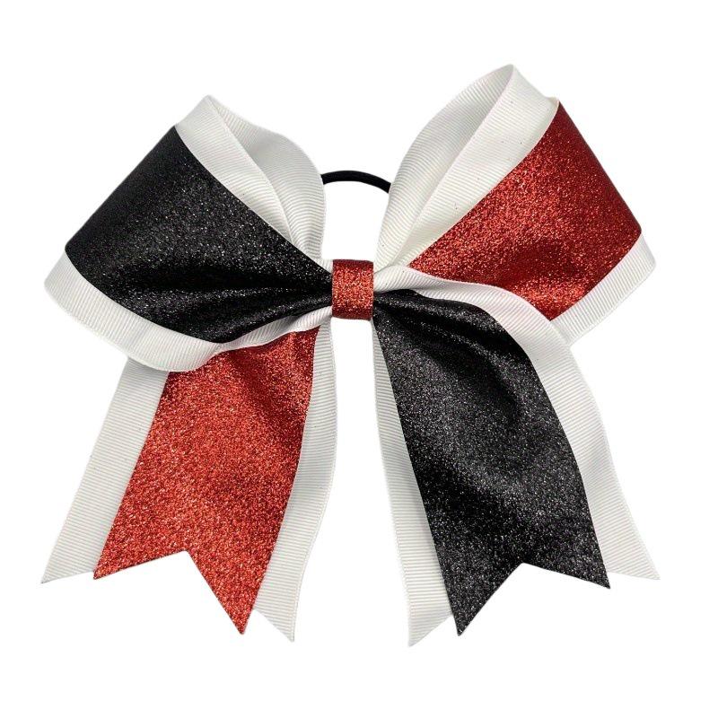 Glitter Cheerleading Bow Hair Tie with Double-Layer Elastic