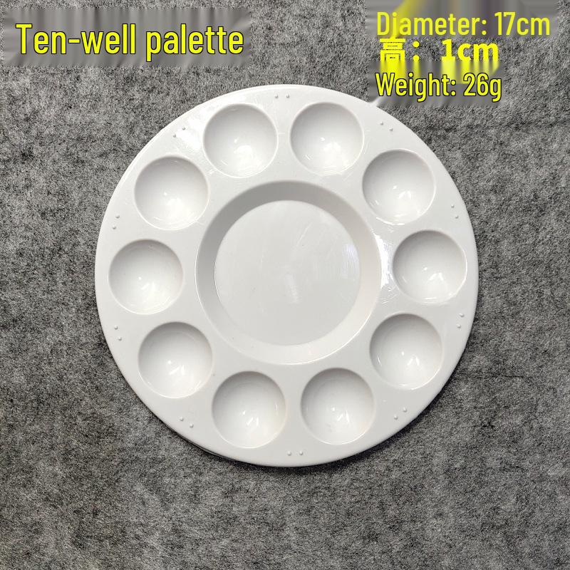 

Пластиковая белая палитра для живописи тай-чи с цветком сливы: Утолщенная круглая миска для смешивания