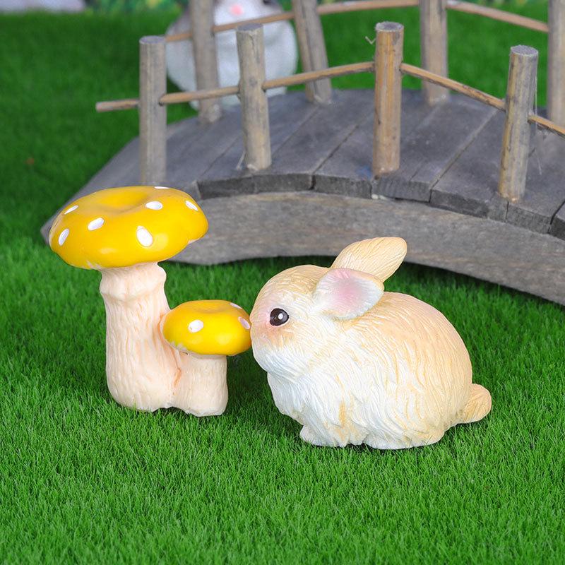 Realistic Rabbit Micro Landscape Ornaments: Cute Animal Resin Accessories for Creative Garden Decor