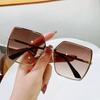 Metal Sunglasses Stylish Large Frame Women's Sunglassesnap Sun-shade Glasses Ins  Sunglasses