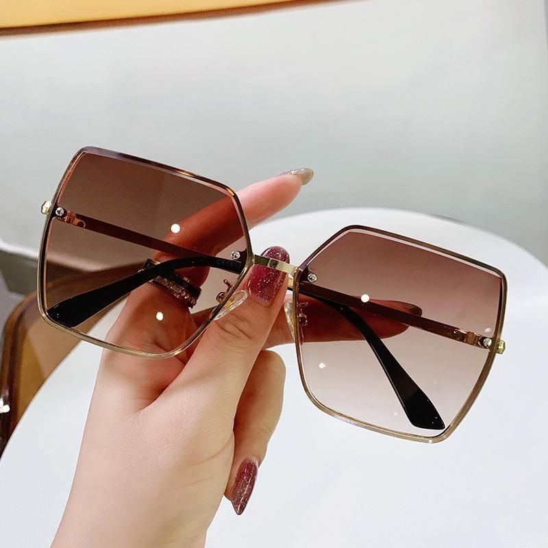 Metal Sunglasses Stylish Large Frame Women's Sunglassesnap Sun-shade Glasses Ins Sunglasses