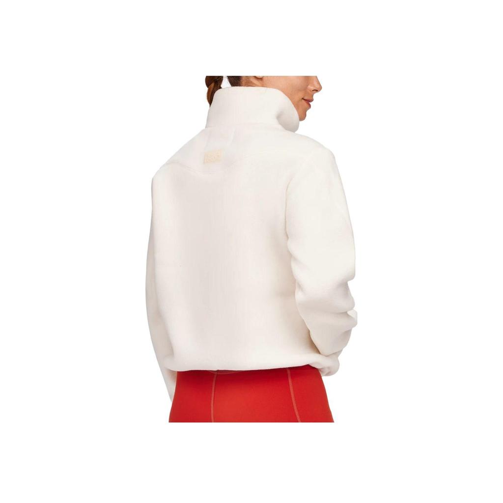 HOKA One One Ridgetop Half-Zip Fleece Color Block Stand Collar Pullover Women Tops White 1141752-EGN