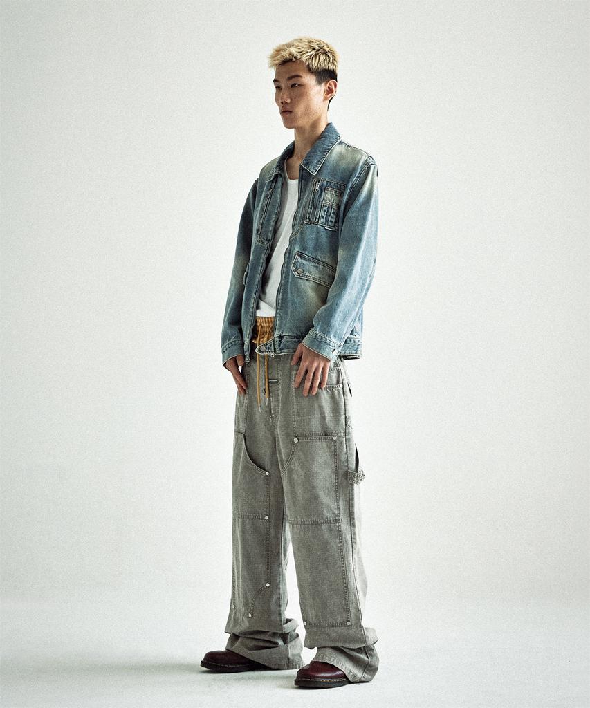 Thevinylhouse Faded Denim Jacket Blue
