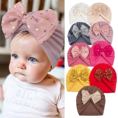 Baby Cap Hat with Bow Knot Cute Nursery Beanie Cute Soft Turban Bow Cap Turban with Bow Solid Color Cap