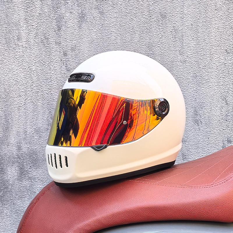 Motorcycle Retro Full Helmet Men's Winter Personality Cool Women's National Tide Race Cruise Retro Car Helmet Universal In All Seasons