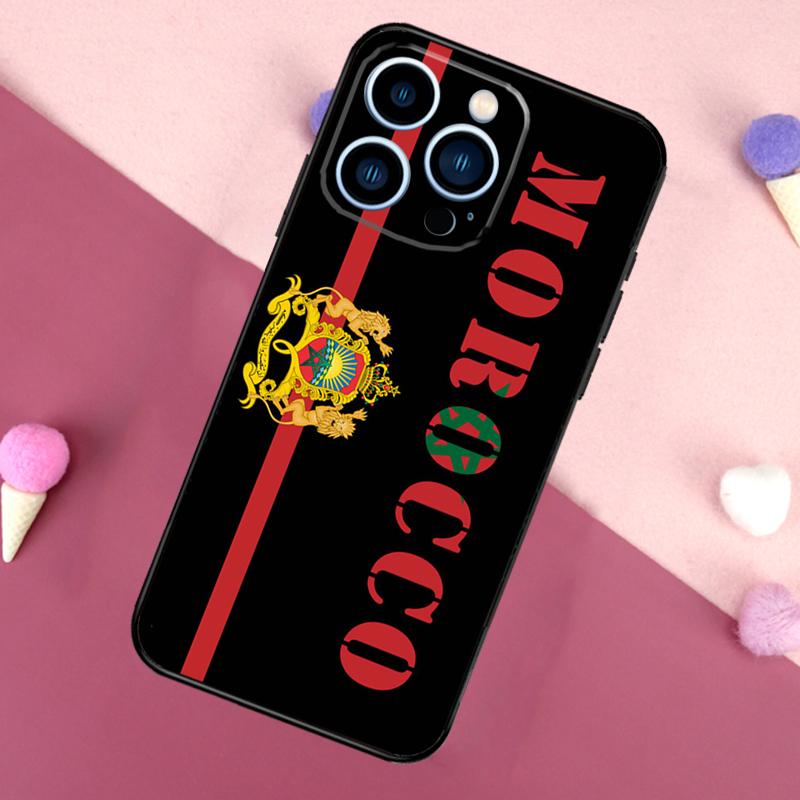 Morocco Flag Coat Of Arms Case For iPhone 15 16 Pro Max 11 12 13 Mini 14 15 Pro Max 15 Plus XR 16e Phone Back Cover