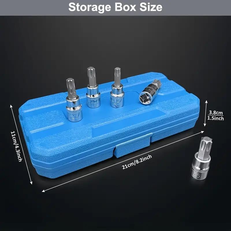 13pcs Torx Sockets Star Socket Kit Hex Socket CRV Sockets 1/4inch,3/8inch & 1/2inch Drive For Hand Use Work T8-T70 H2-H14